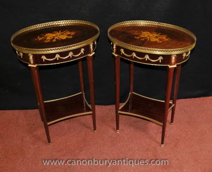 Pair French Regency Side Tables Cocktail Table Musical Instrument